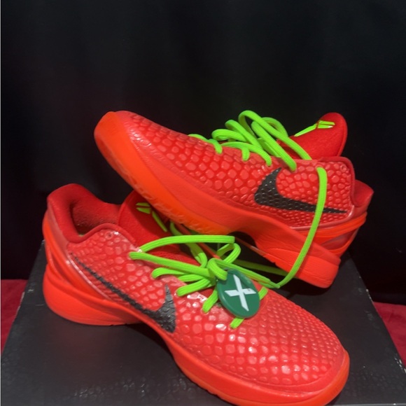 Nike Kids Red Sneakers with Green Laces